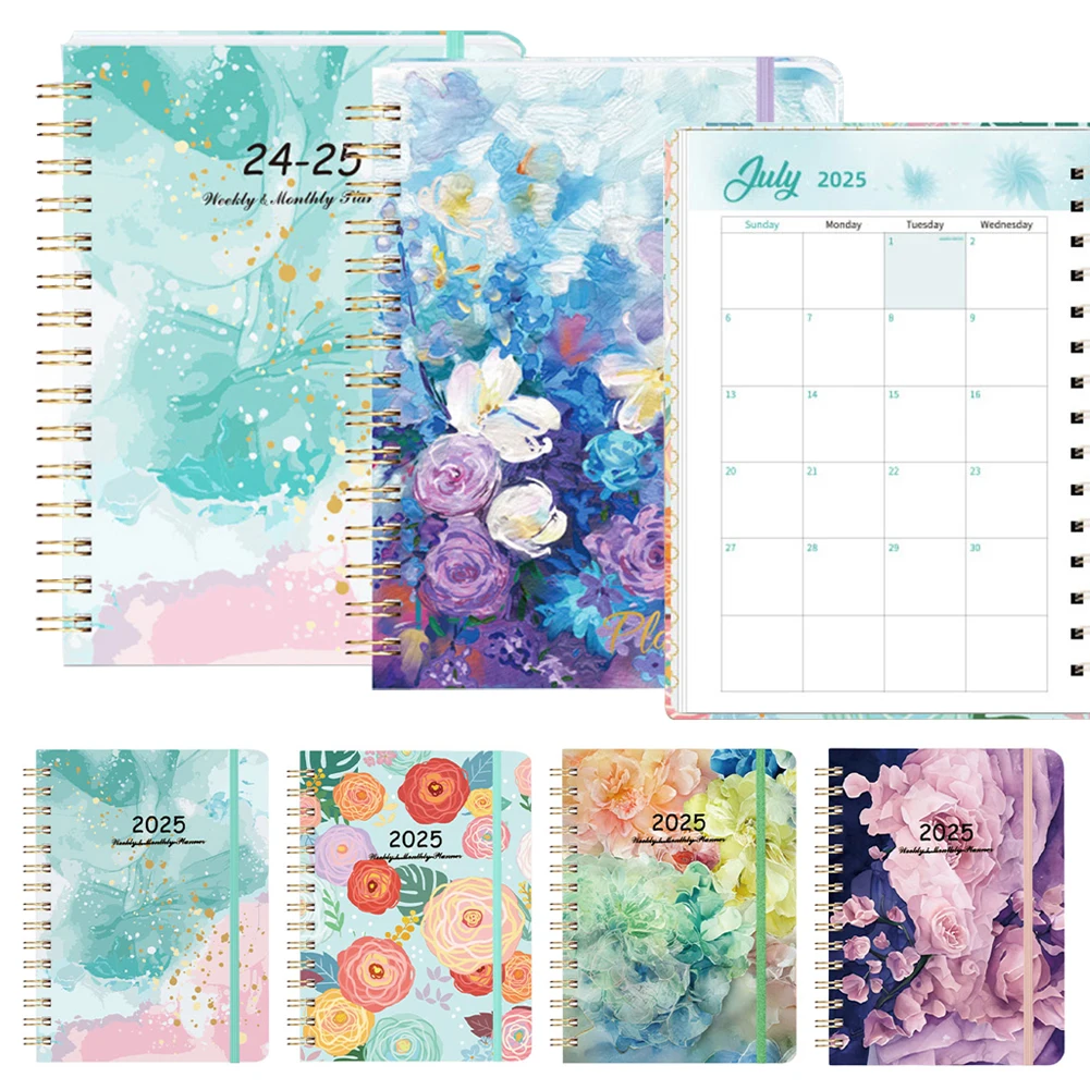 Agenda A5 Notebook Spiral Bound Diary Planner with Monthly Tabs Calendar Planner for Office School Kids and Adult Gift