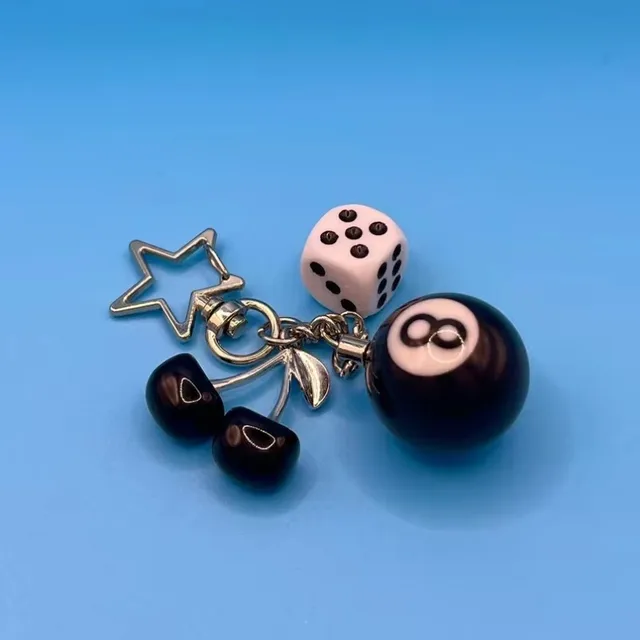 Dice Bag Charm Y2K 8 Ball Dice Charm Keychain - Retro Gaming Bag Accessory For Purse & Backpack Gaming Theme Bag Accessory