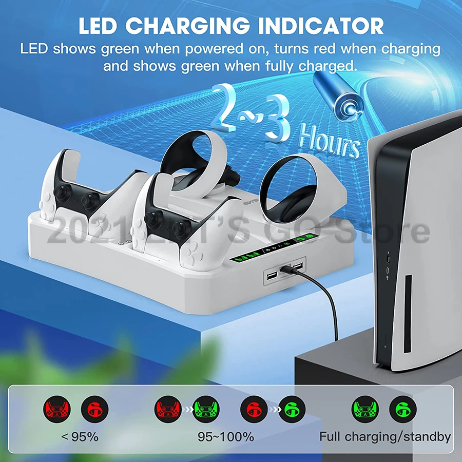 Sunix Cooling Station for PS5 Console, Dual Charging Station for PS VR2 &  PS5 Controller with 3-Level Speeds Fan, 8 Game Disc Slots 