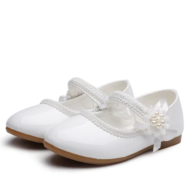 Baby Girls Leather Shoes Flower Kids Shoes Princess Cocktail Party Wedding Dress 1 2 3 4 5 6 7T