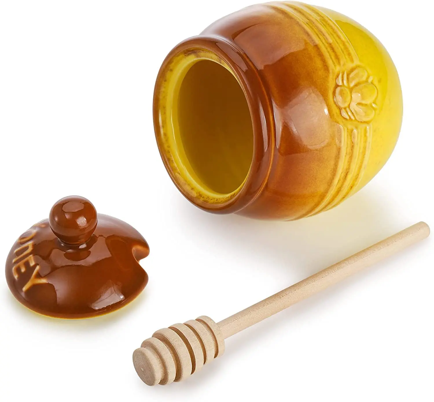 Glass Honey Jars Cute Ceramic Honey Jar With Lid and Dipper for Storage Honey Syrup Container 16 oz Pot Kitchen Accessories Dispenser
