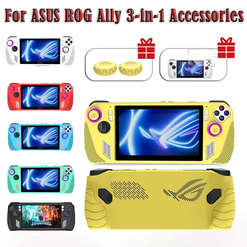 Per Asus Rog Ally Gaming Console Cover In Silicone Con Pulsante In Vetro Temperato Cover Protettiva Accessori Da Gioco Accessori 3 In 1