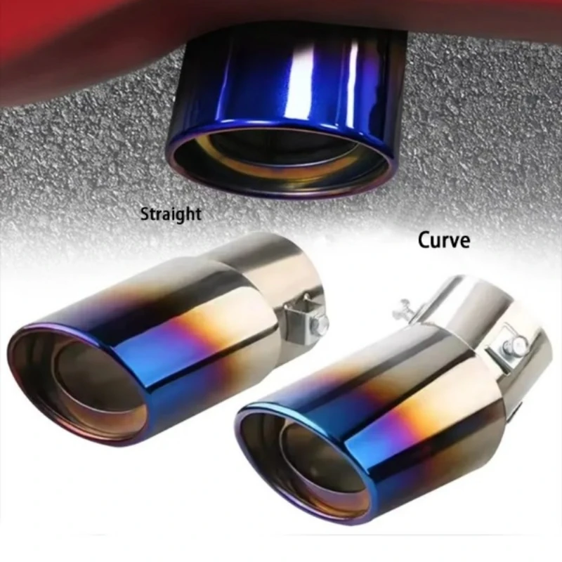 Exhaust Pipe Tip Universal Car Exhaust Pipe Car Rear Modification Parts Black Stainless Steel Exhaust Tip Tail Pipe Throat Liner Accessories