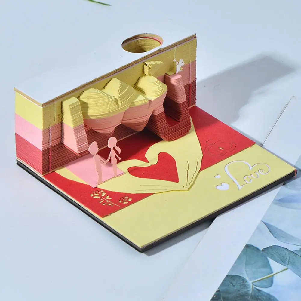 DIY 스티커 포스트 메모 카드 조각 스티커, 3D 메모 패드, 조각 아트 메모장, 러브 페이퍼 공예, 3 차원 종이 Crea M8E0