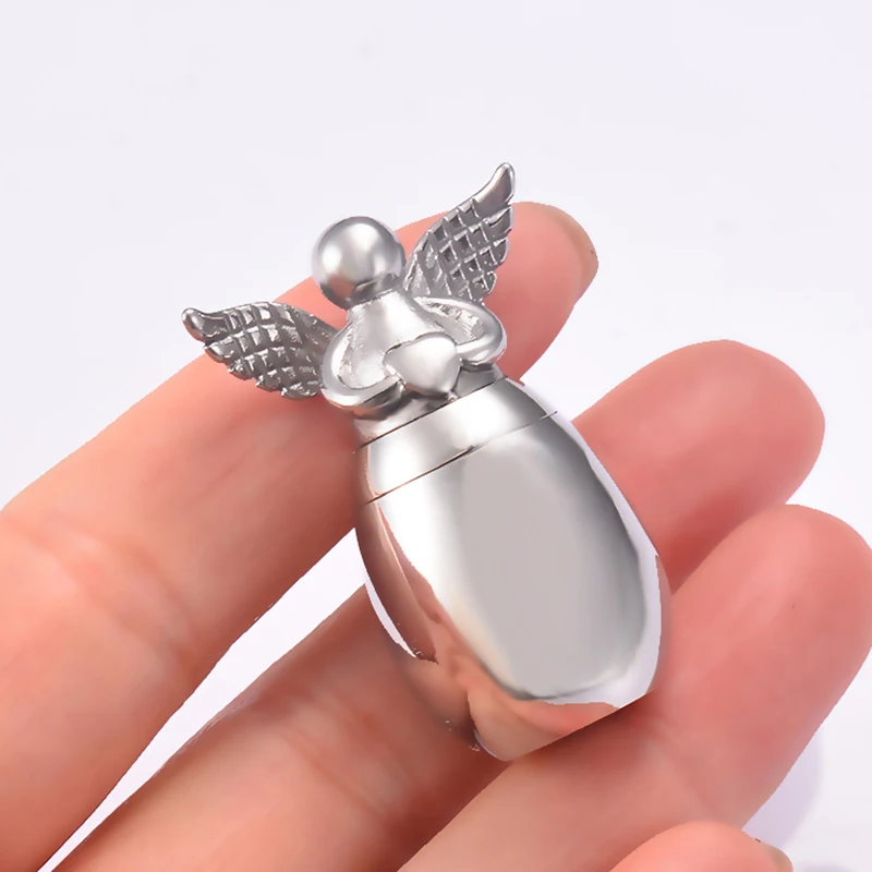 Small Keepsake Urns for Human Ashes Angel Wings Heart Mini Stainless Steel Cremation Memorial Urns for Ashes Jewelry Dropship 5
