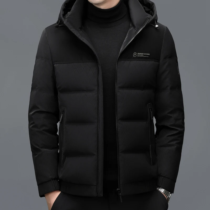 YX-5803 Extreme Cold Warm Down Jacket Men's Thick Winter White Duck Down Collar Jacket New Cold Proof Hat Detachable