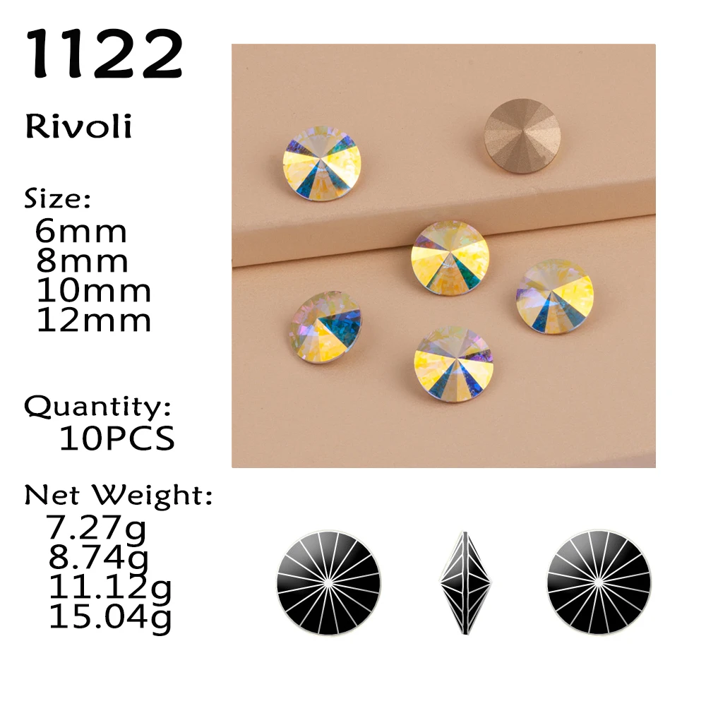 Description Picture 5 of itemCTPA3bI 10PCS Crystal AB Different Shapes Glass DIY Rhinestones Shiny Strass Glue On Craft Beads For Garment Nail Art Decoration