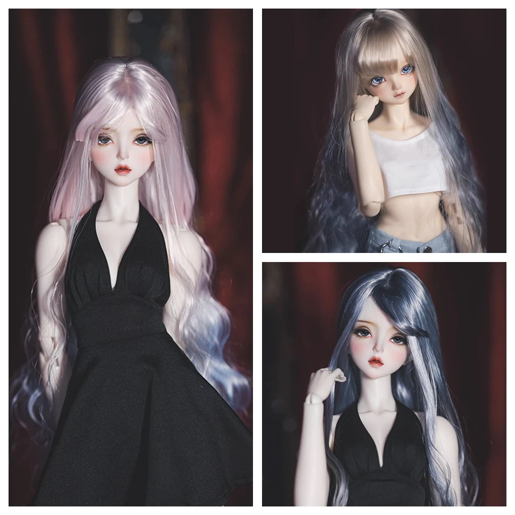 

1/6 1/4 1/3 BJD Doll Wigs Gradient Color Soft Silk Long Curly Hair Wig For YOSD MSD SD13 Girl SSDF ID72 Uncle Accessories A1919