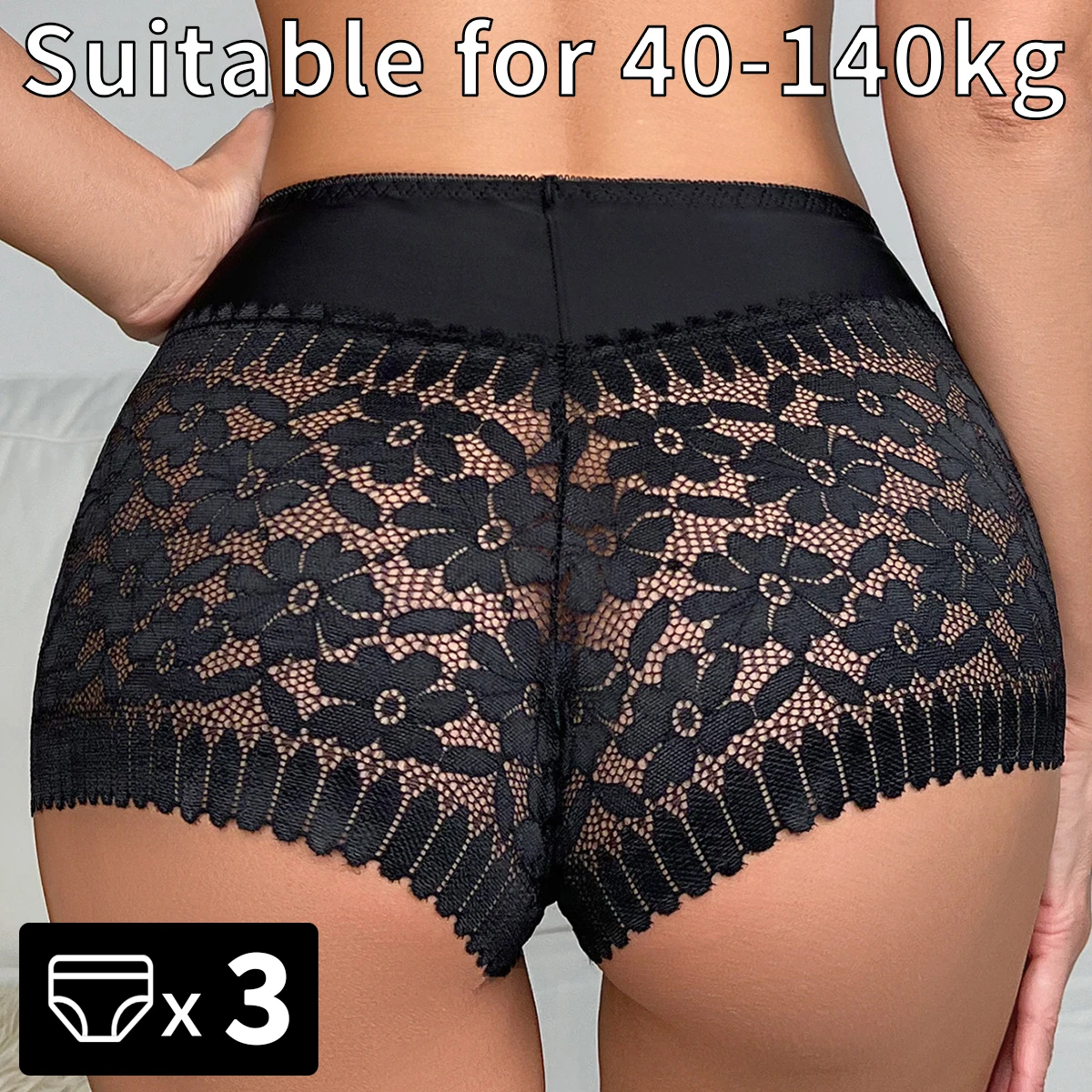 

CINVIK 3PCS Women Lingerie Panties Sexy Lace Cheeky Plus Size Lingerie High-waist Panties Female Briefs Breathable Underwear