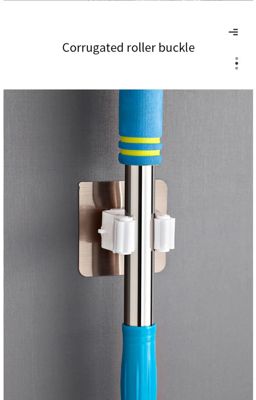 Description Picture 3 of itemMop Holder Self-adhesive Broom Stand Wall Mounted Mop Support Sweeping Brush Hook Storage Organizer Bathroom Kitchen Accessories