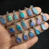 Unit One Piece 925 Silver Buckle With Natural Australian Opal Crystal Healing Random Shape Pendant 2