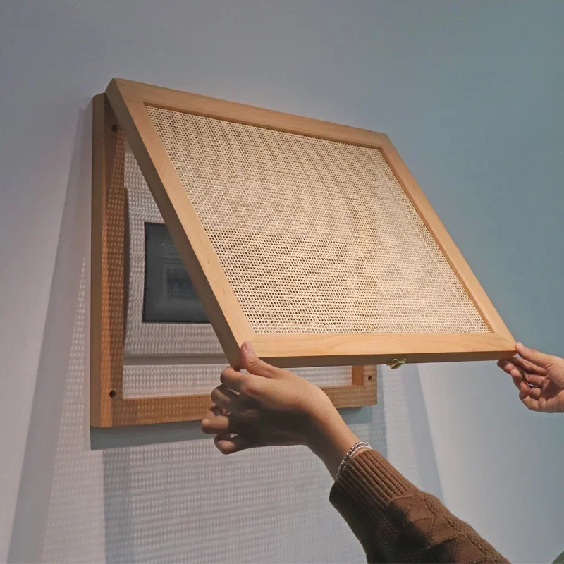 

Богемный ротанговый Электрический ящик щит художественная настенная панель с крючками для одежды креативная древесина искусство