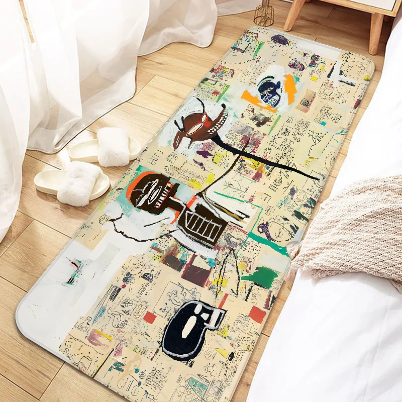 Door Mat Entrance Non-slip Washable Art J-Jean-M-Michel Basquiat Kitchen Carpet Living Room Hallway Rugs Bathroom Bath Door Mats 3