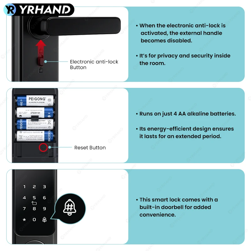 قفل إلكتروني رقمي للمنزل جديد بصمة قفل الباب الذكي...