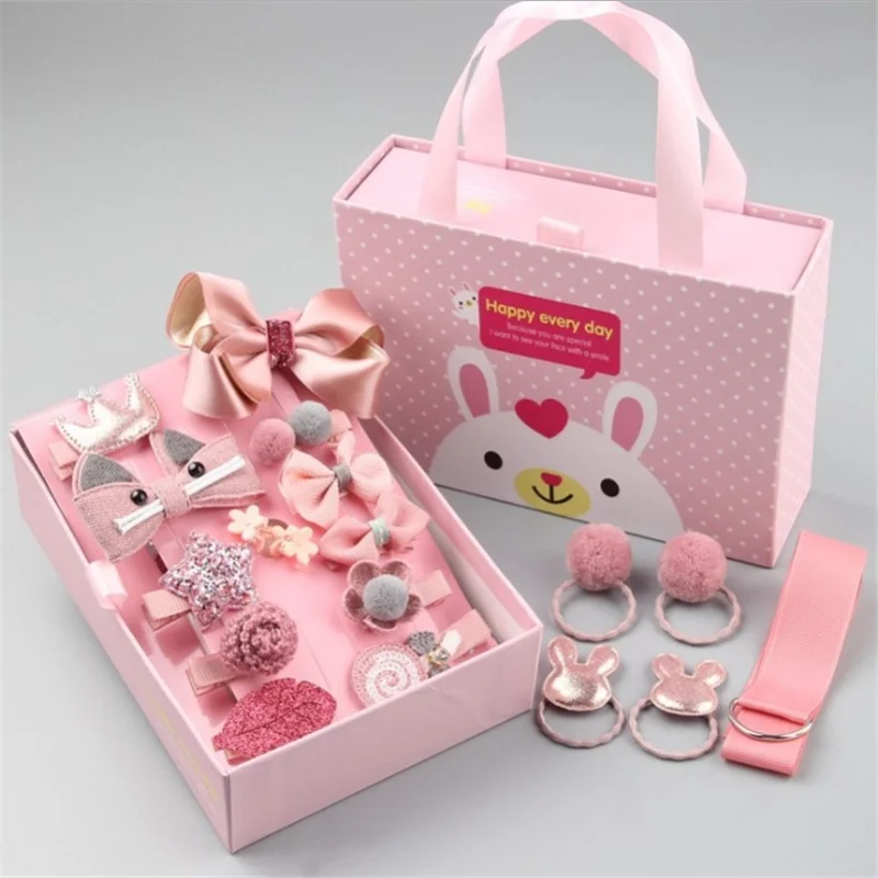 

18Pcs/Set Hair Clips Set With Gift Box For Kids Girl Hair Accessories Korean Princess Super Fairy Cute Little Girl Hairpin Baby