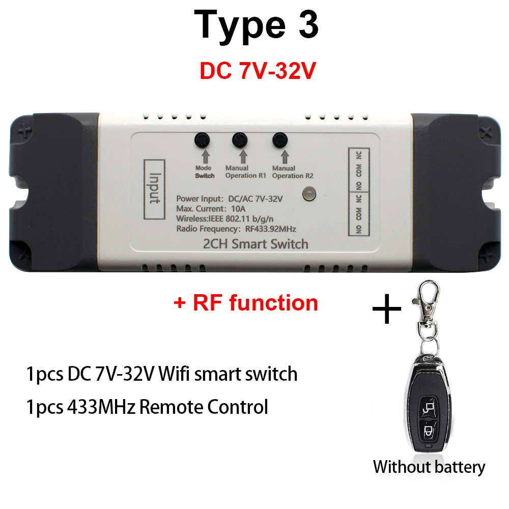 DIY EWelink WiFi Smart Garage Door Opener Controller 433mhz RF Remote Control Switch Receiver Voice Control Alexa No Hub Needed 