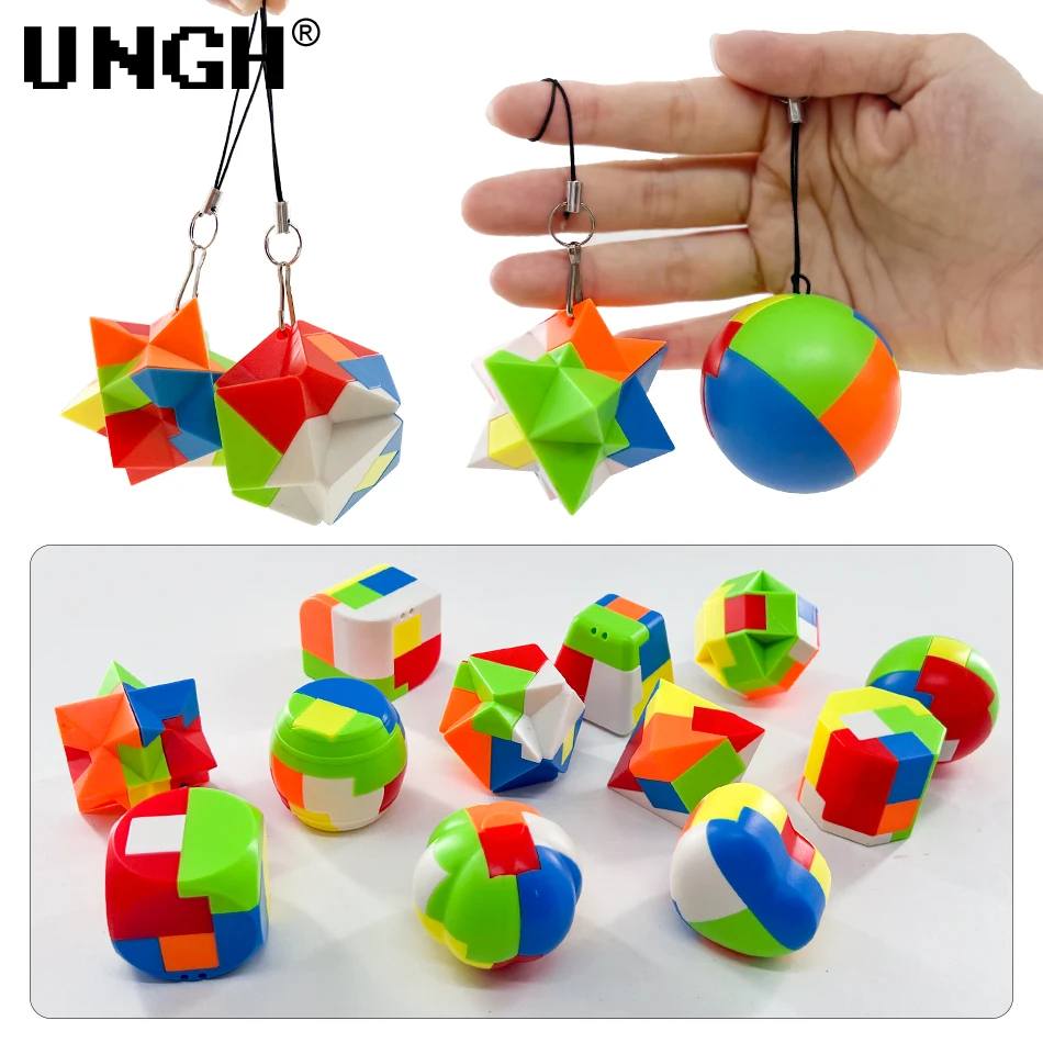 UNGH 4pcs/set 3D Puzzle Luban Lock Brain Teaser Game Magic Cube Intellectual Children Educational Toys for Kids Adult Antistress