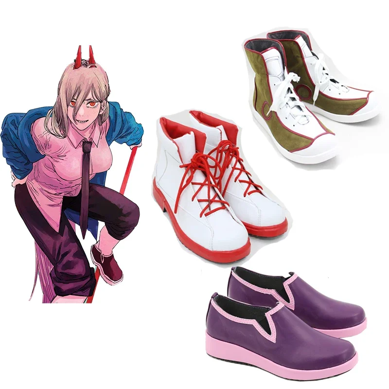 

Аниме бензопила человек мощность Denji косплей обувь сапоги Хэллоуин Карнавал унисекс косплей из искусственной кожи обувь