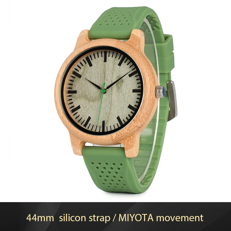 BOBO BIRD Green Leather Wood Watch with Japan Quartz Movement – Stylish Customizable Gift