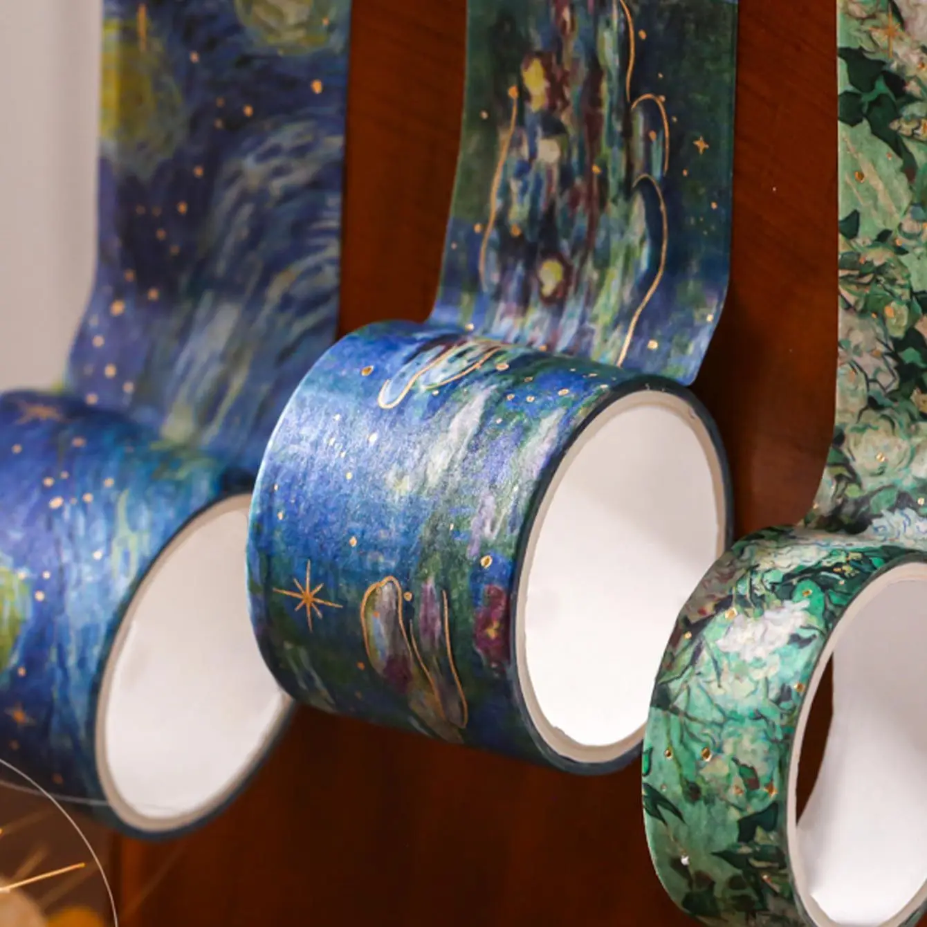 10pcs, Washi Tape - Vintage Watercolor Washi Tape Set with Gold Color Foil - Aesthetic Decorative Tape, Scrapbook, DIY Crafts 4