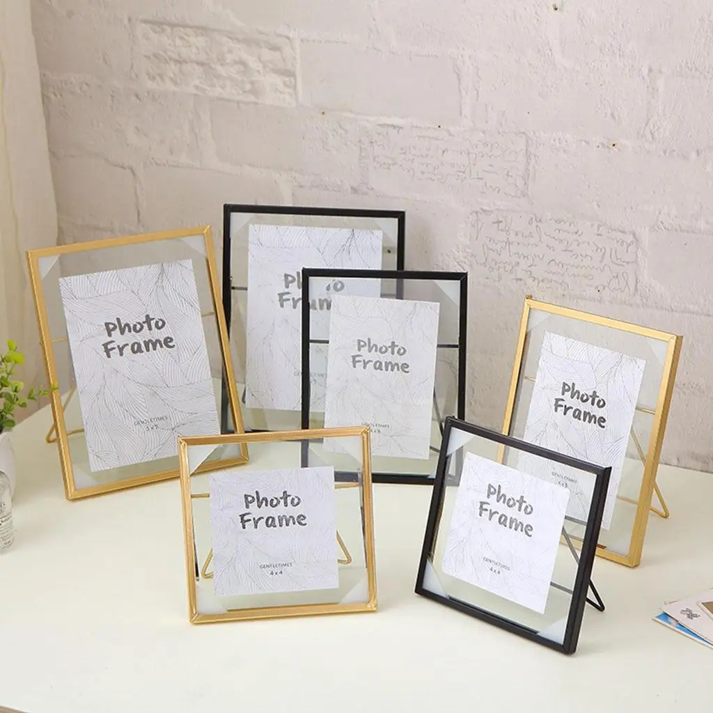 Glass Photo Frame Geometric Picture Frame Metal Picture Wedding Home