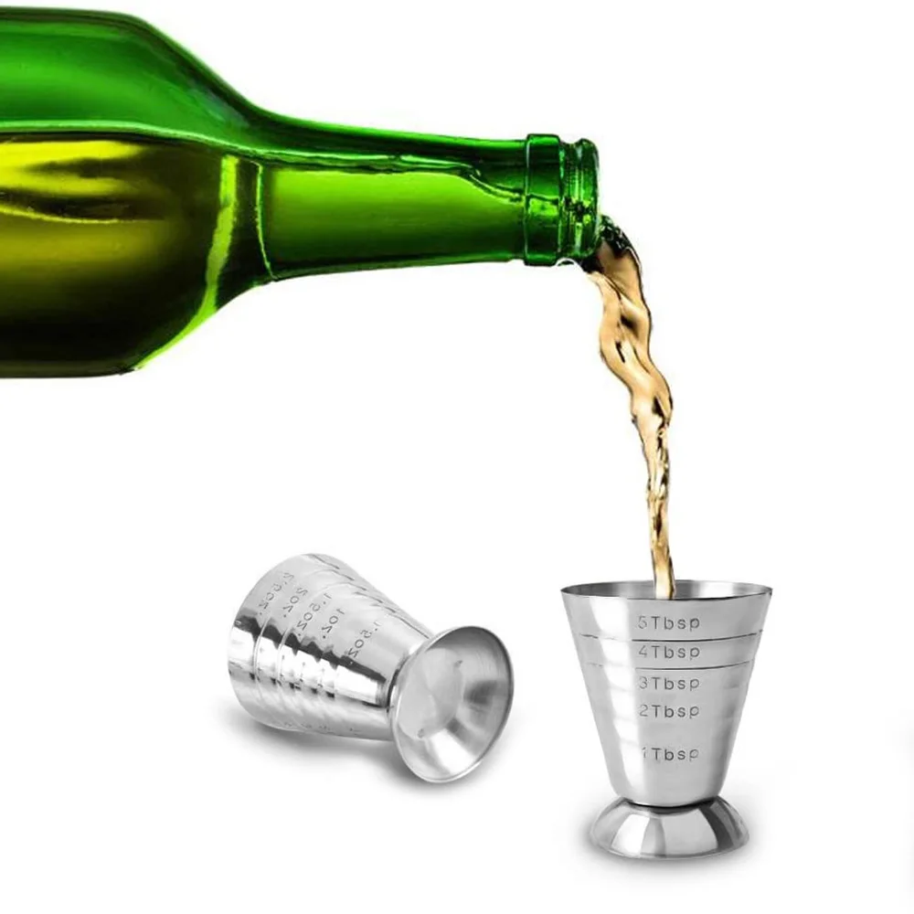 75ML Stainless Steel Measure Cup Cocktail Tool Bar Mixed Drink Cocktail Tools Bar Jigger Cup Barware Home Supply stainless steel measuring cups measuring jigger