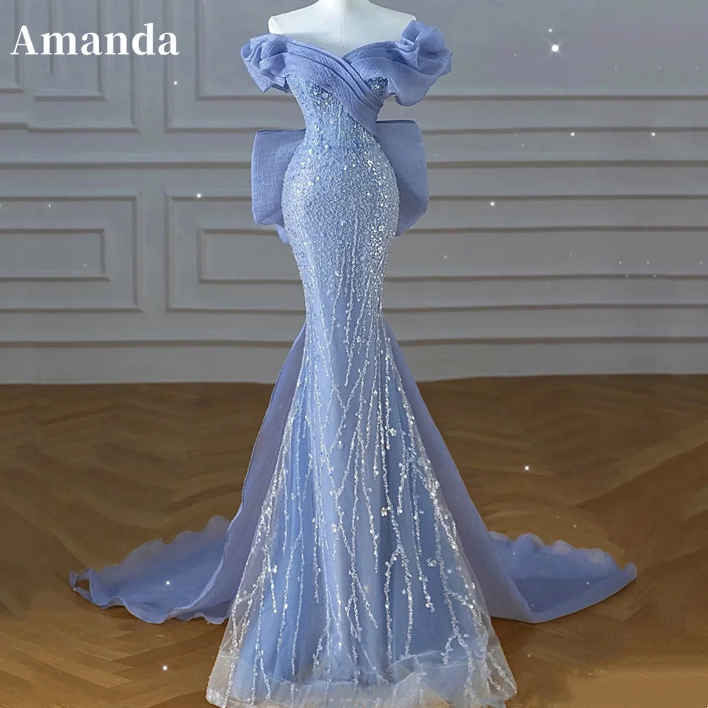 Vestidos con mangas de trompeta sexy y estilo sirena con hombros