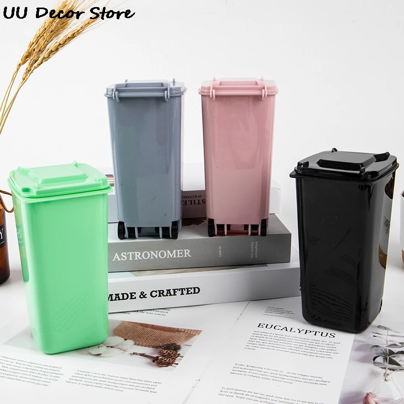 Mini Desktop Trash Can Plastic Waste Bins With Lid Household Clean Trash  Desk Practical Mall Scissors Pencil Office Supplies