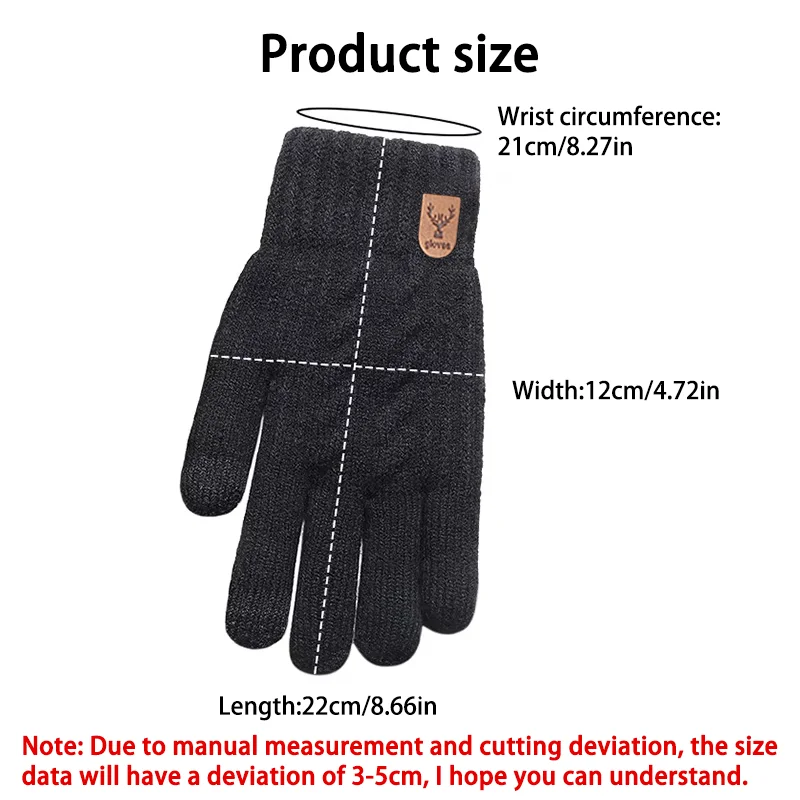 Warm Winter Gloves Women Men Stretch Classical Knit Mittens Wool Full Finger Outdoor Cycling Driving
