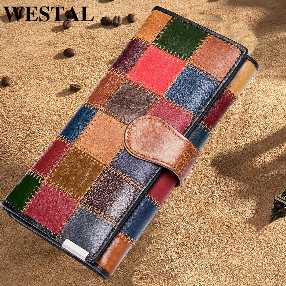 WESTAL cartera de mano de cuero para monedero Vintage para billetera para 4203|Carteras| - AliExpress