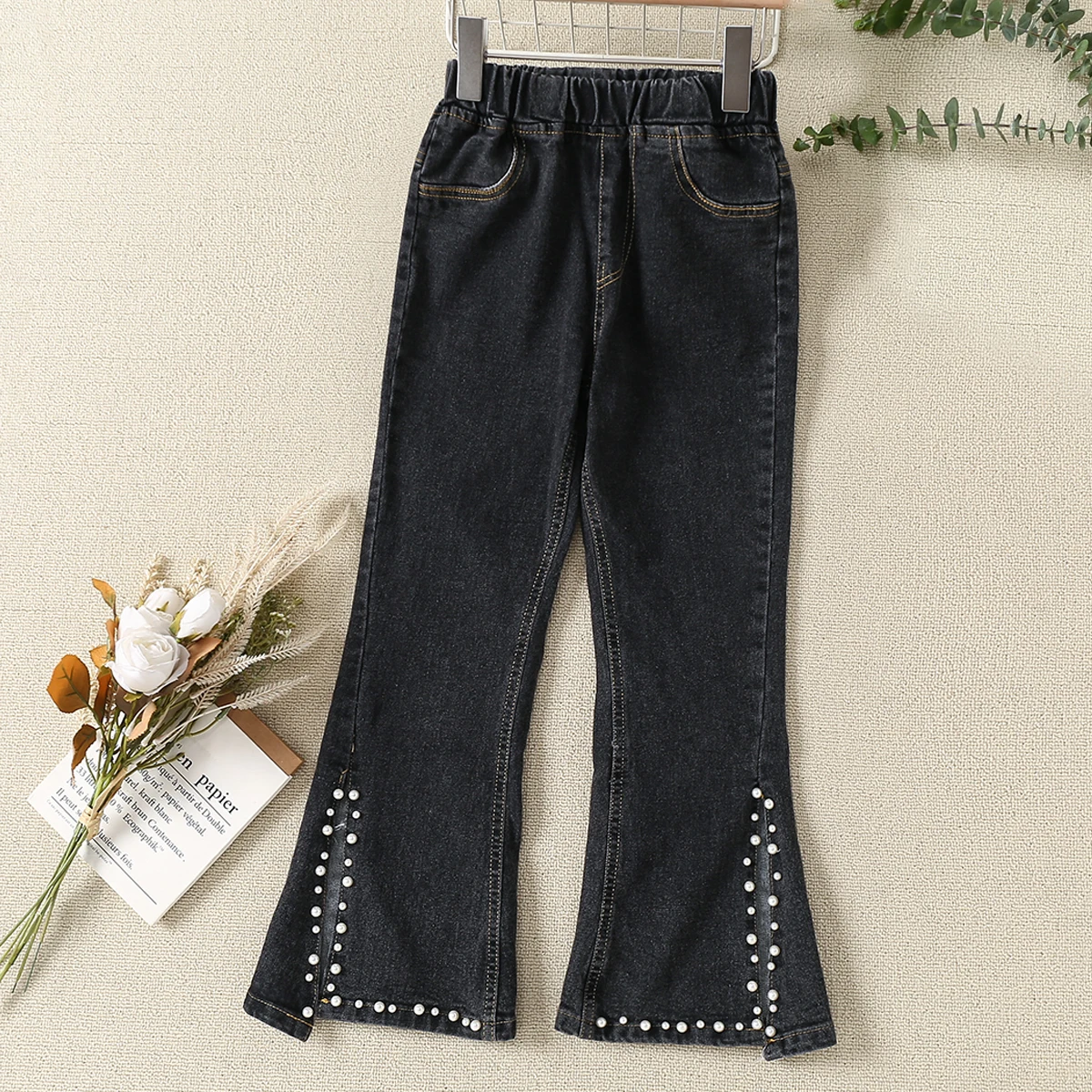 

Teenagers Kids Black Jeans for Girls Denim Pants Wide Leg Spring Autumn Children Clothes Cotton Baby Trousers 6 8 10 12 13 Years