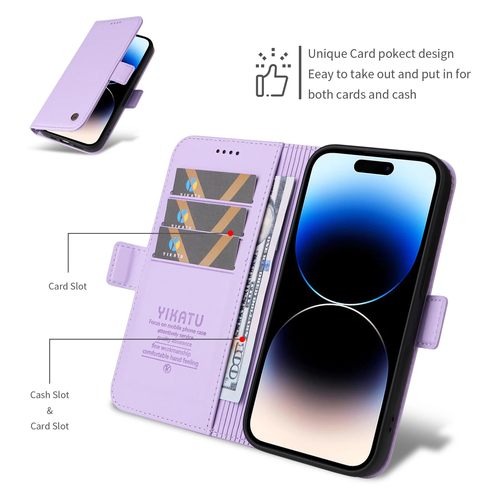 Magnetic Leather Card Slot Wallet Case