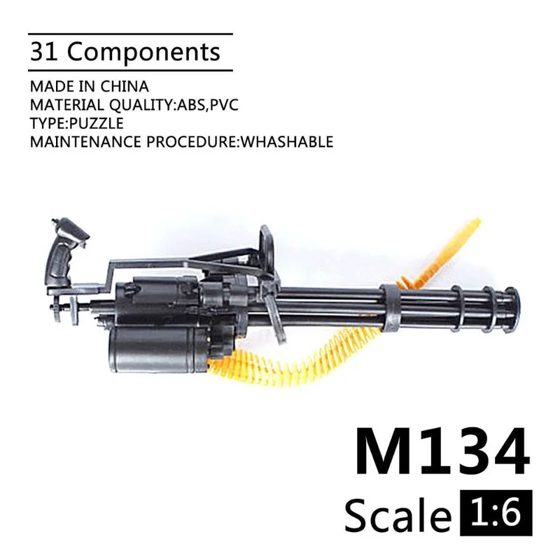 1:6 M134 Gatling Minigun 12 Action Figure Weapon Plastic Assemble Heavy Machine  Gun Model 1/6 Military Soldier Firearm - Model Building Kits - AliExpress