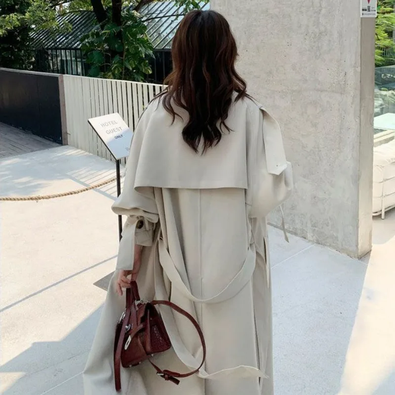 2023 New Windbreaker Coat Women Spring Autumn Mid Length Loose Fit Over Knee Temperament High Quality Versatile Popular Coat