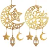1pc Hollow Moon and Star Lantern DIY Ramadan Hanging Decor, Islamic Eid Mubarak Festival Decor Ornament Islamic Gift Wind Chimes 2