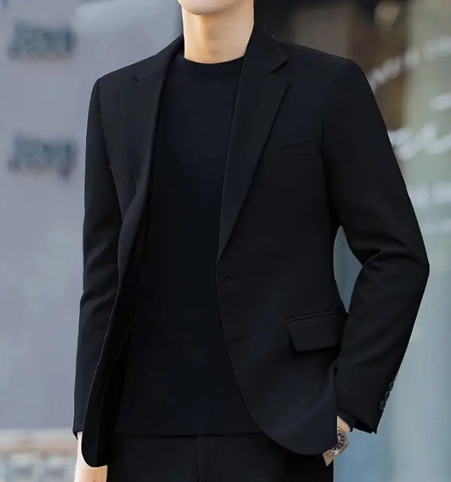 

Men Blazer Business Jacket Black Spring Casual Slim Office Work Thin