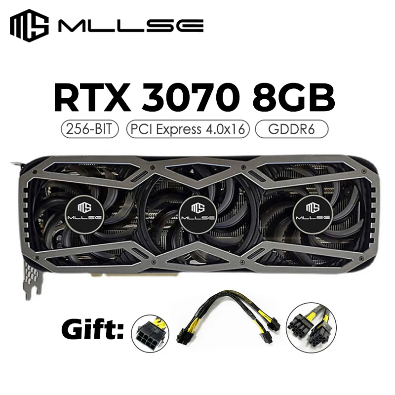 

MLLSE Placa De Video NVIDIA GeForce RTX 3070 Graphics Card 8GB 256-bit GDDR6 HDMI PCIe 4.0 x16 Triple Fans Advanced Gaming GPU