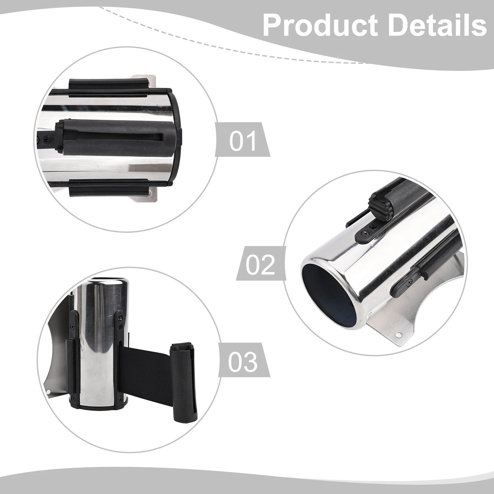 Retractable Barrier Strip Stainless Steel Housing Wall Mount Retractable Strip For Banks For Parks For Schools Queue Barrier
