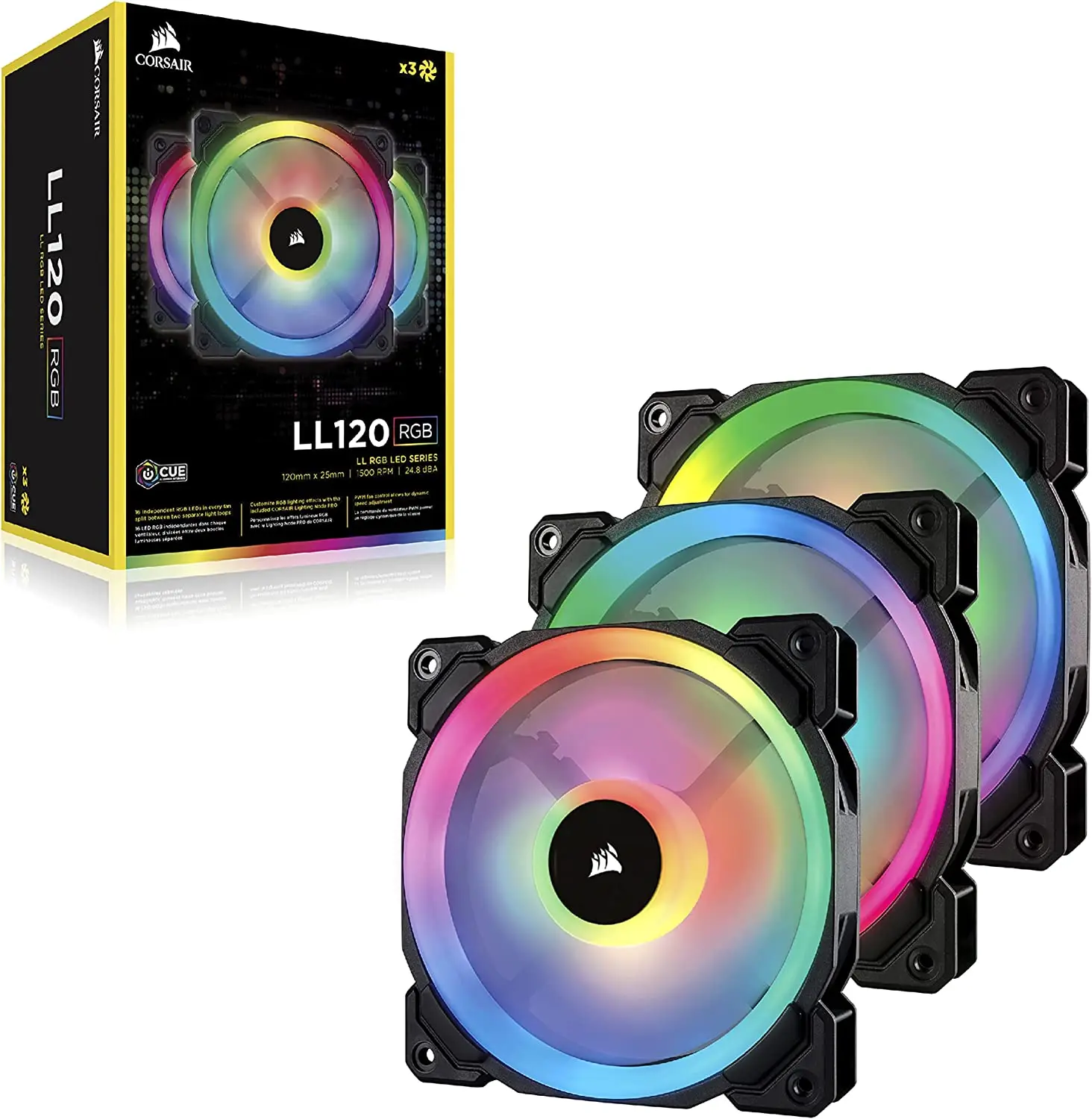 Corsair Ll Series Ll120 Rgb 120Mm Dual Light Loop Rgb Led Pwm Fan 3 Fan Pack Con Nodo Di Illuminazione Pro