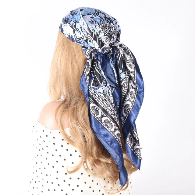 New Silk Scarf and Wrap for Designer Luxury Brand Kerchief Neck Head/Hair Scarves Bandana Handkerchief 90X90CM Headscarf 48