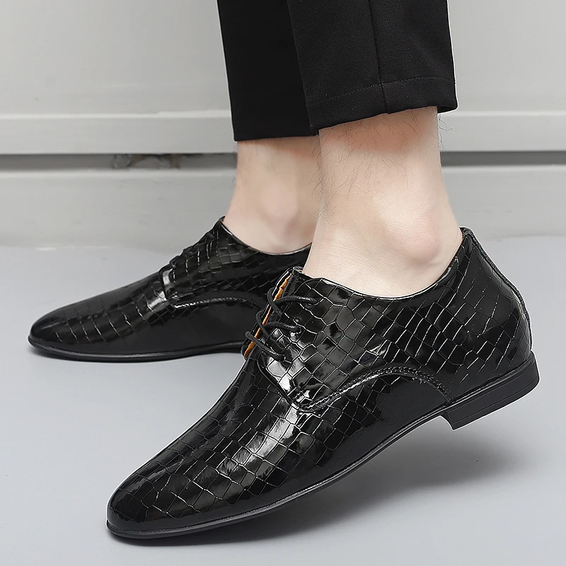 5cm Internal Increased Men Casual Business Shoes Invisible Heel Lace Up Wedding Formal Elevator Footwear