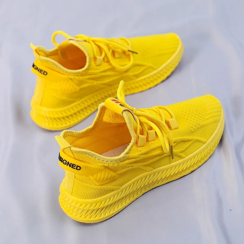 2022 Fashion Spring Female Sneakers Women Shoes Korean Mesh Yellow