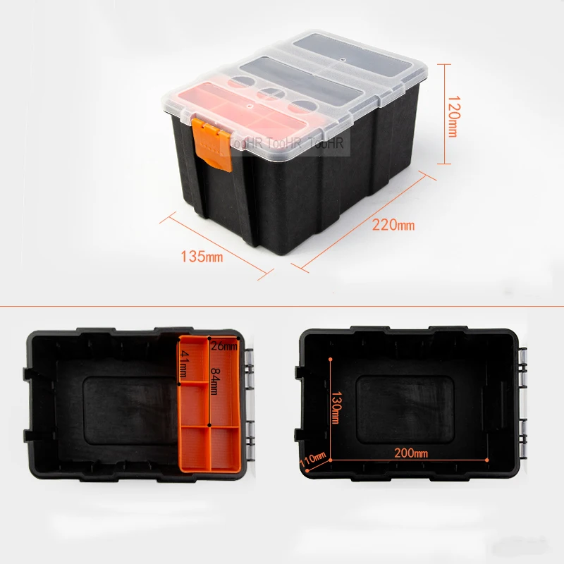 Lot de 3 boîtes à outils double face - Organisateur de petites pièces -  Conteneur portable en plastique avec 34 séparateurs amovibles pour  organiser les vis, écrous, clous, boulons (orange) : : Bricolage