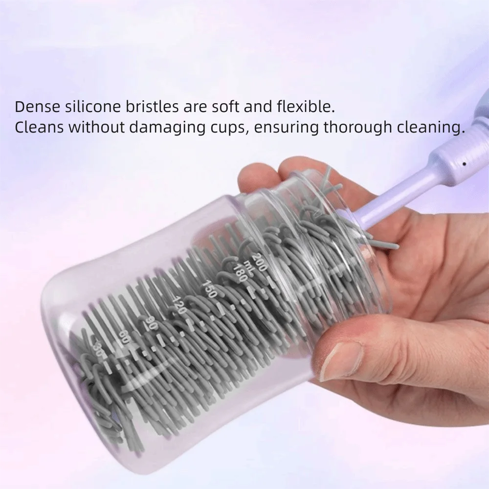 Portable Silicone Baby Bottle Straw Cleaner Long Handled Flexible Brushes Cleaning Brush Set Waterproof Nipple Brush Travel