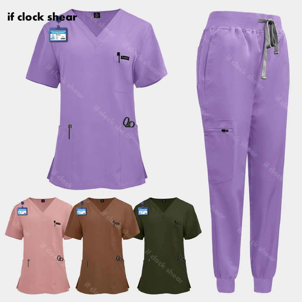 

Scrubs Set Tops Pant Nurse Accessories Multicolor Medical Uniform Women Dental Clinic Beauty Salon Workwear Pet Hospital Clothes