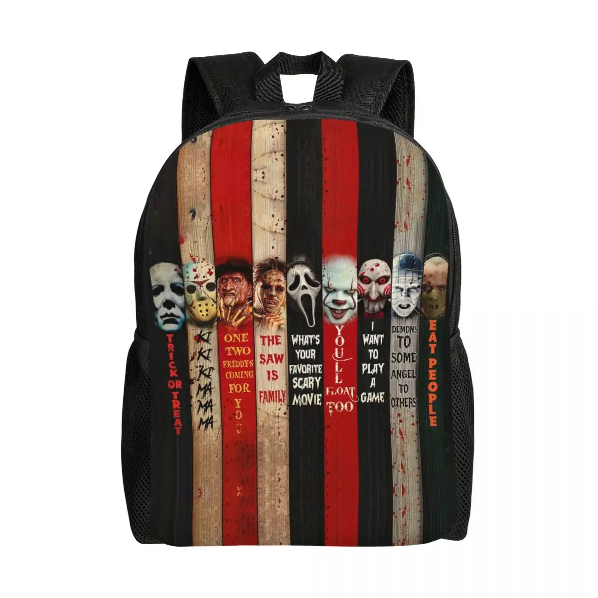 

Customized Halloween Horror Movie Character Backpack Men Women Casual Bookbag for School College Bags