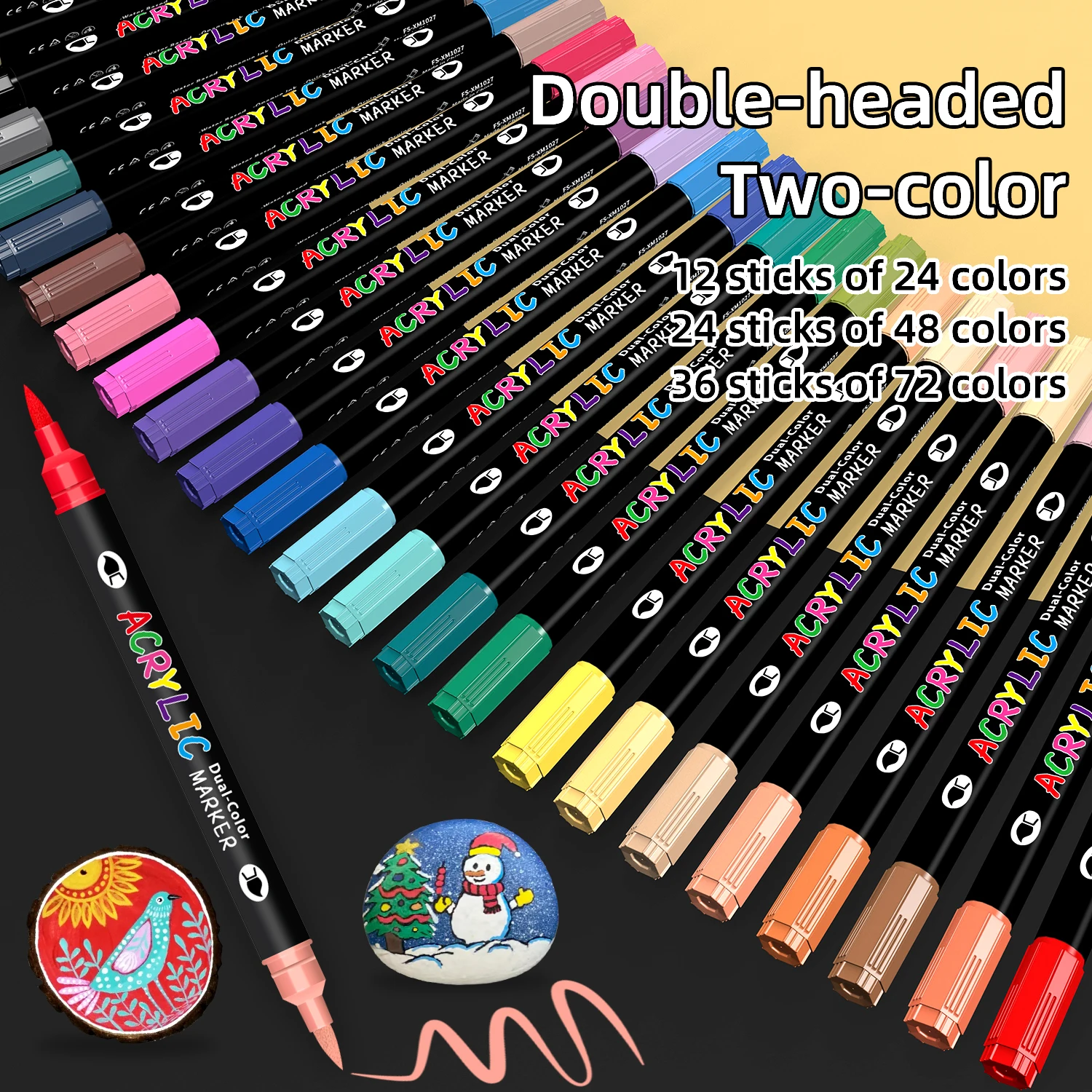 Vibrant 48-Color Dual Tip Acrylic Paint Pens Set
