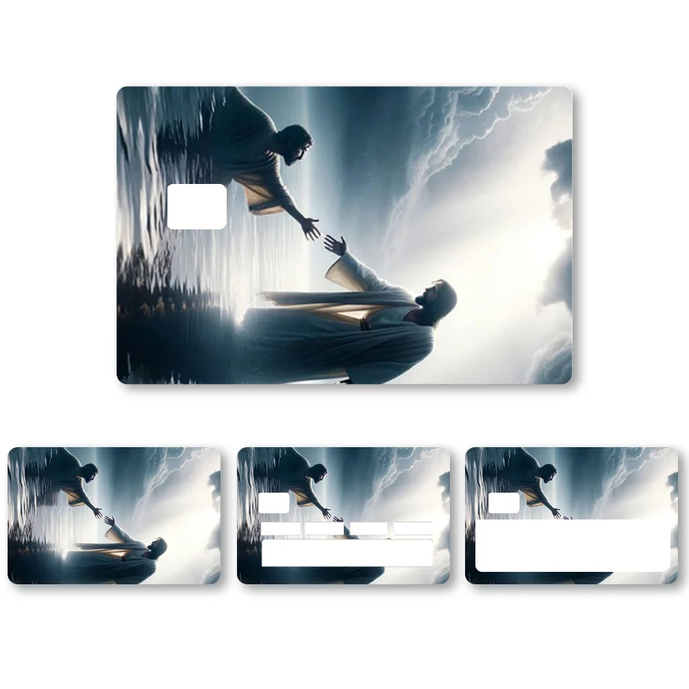 Faith Christian Religious Jesus Stickers 4pcs PVC Card Skin Stickers For Bank Card Bus Metro Case Decorate Gift