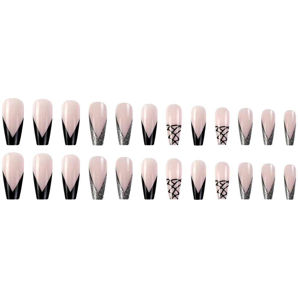 European Blue Flame Marble Press-On Nails - 24pcs