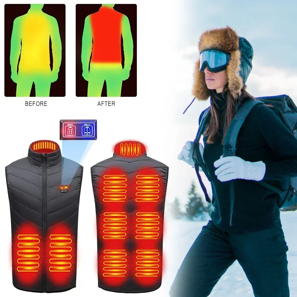 17 Areas Self Heating Vest Four Switch Control Men Heating Jacket USB Electric Heated Clothing Women Thermal Vest Warm Winter 4